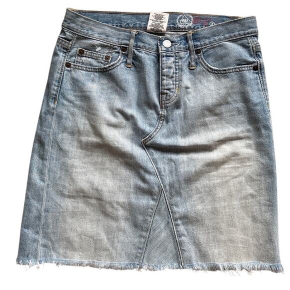 Vintage Gap 1969 Denim Mini Skirt Y2K Raw Hem - Picture 1 of 5